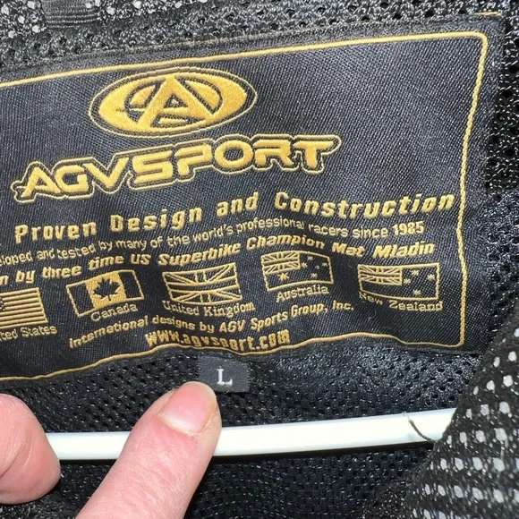 AGV Sport Motorcycle Vintage Mesh Armored Black Jacket Size L - Picture 12 of 14